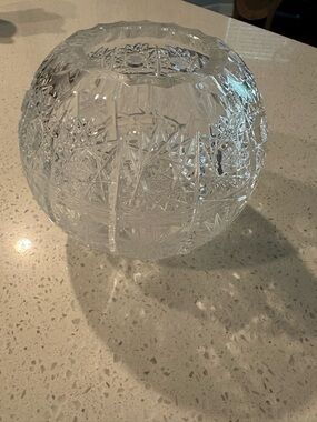 Vintage Hand Cut Czech Bohemian  Crystal Vase